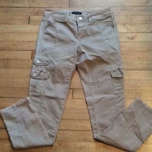 Tan embellished cargo type pants